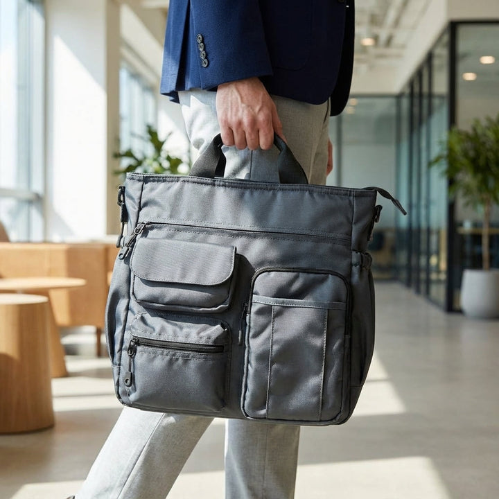 Worklinq professionele aktetas van duurzaam Oxford textiel, ideaal voor laptop en documenten, met verstelbare schouderband.