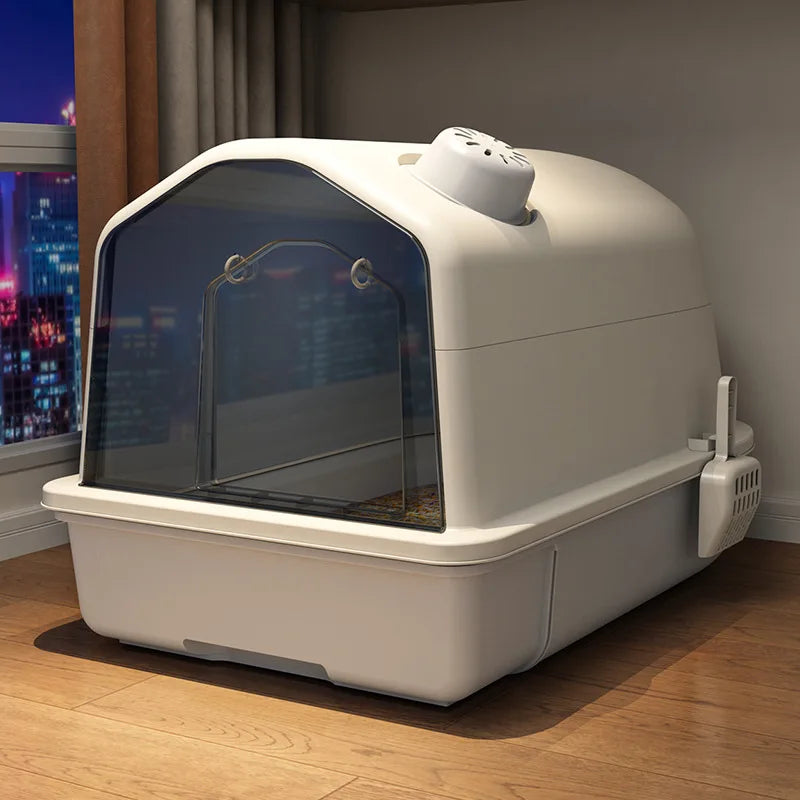 XL kattenbak voor grote katten, geurvrij design. Biedt ruim en hygiënisch toiletcomfort voor uw huisdier.