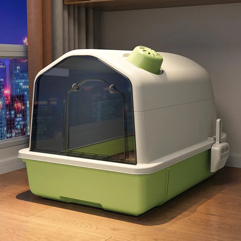 Moderne XL kattenbak van duurzaam kunststof, speciaal voor grote katten. Garandeert hygiëne en comfort.