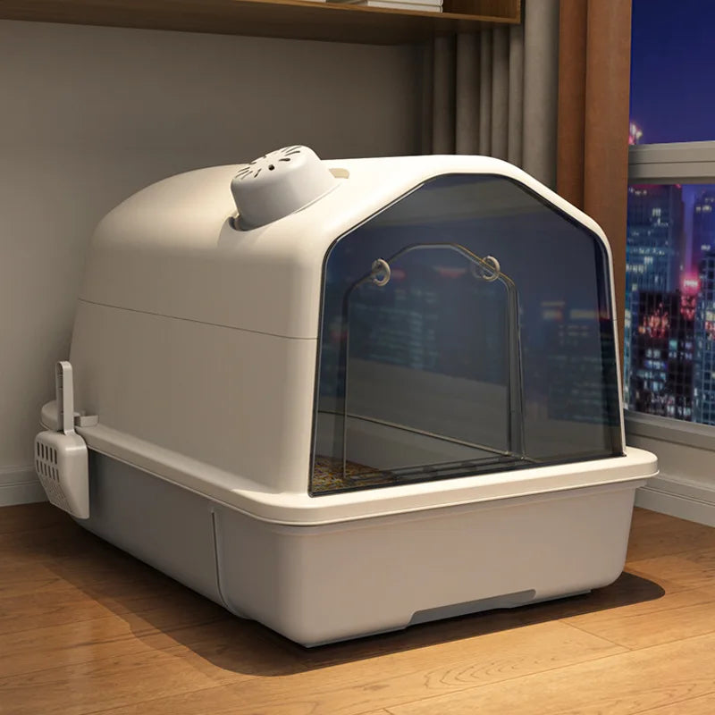 Grote kattenbak, geurvrij en ruim, voor optimaal huisdiercomfort. Een hygiënische oplossing voor uw katten.