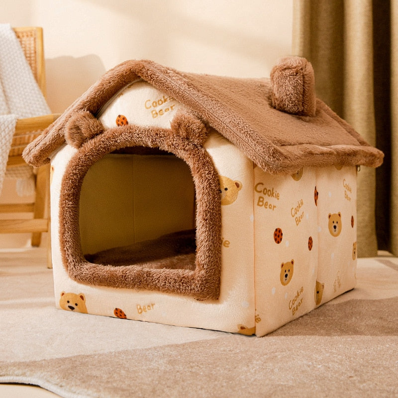 Knusse slaapplek voor kleine dieren; zacht, warm dierenhuisje als comfortabel wasbaar huisdierbed voor hond of kat.