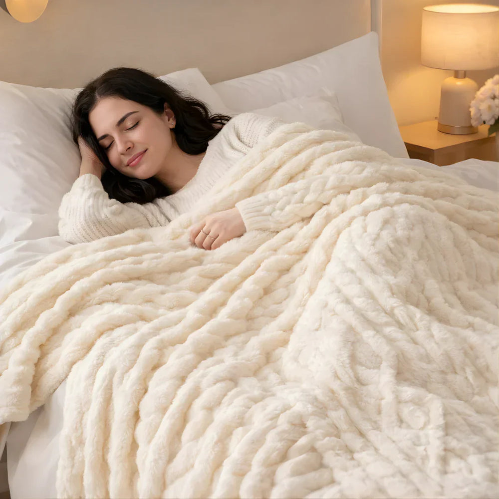Decoratief nep bont deken, ideaal voor een warme, luxe sfeer in interieur. Zacht dubbelzijdig plaid voor bank of bed.