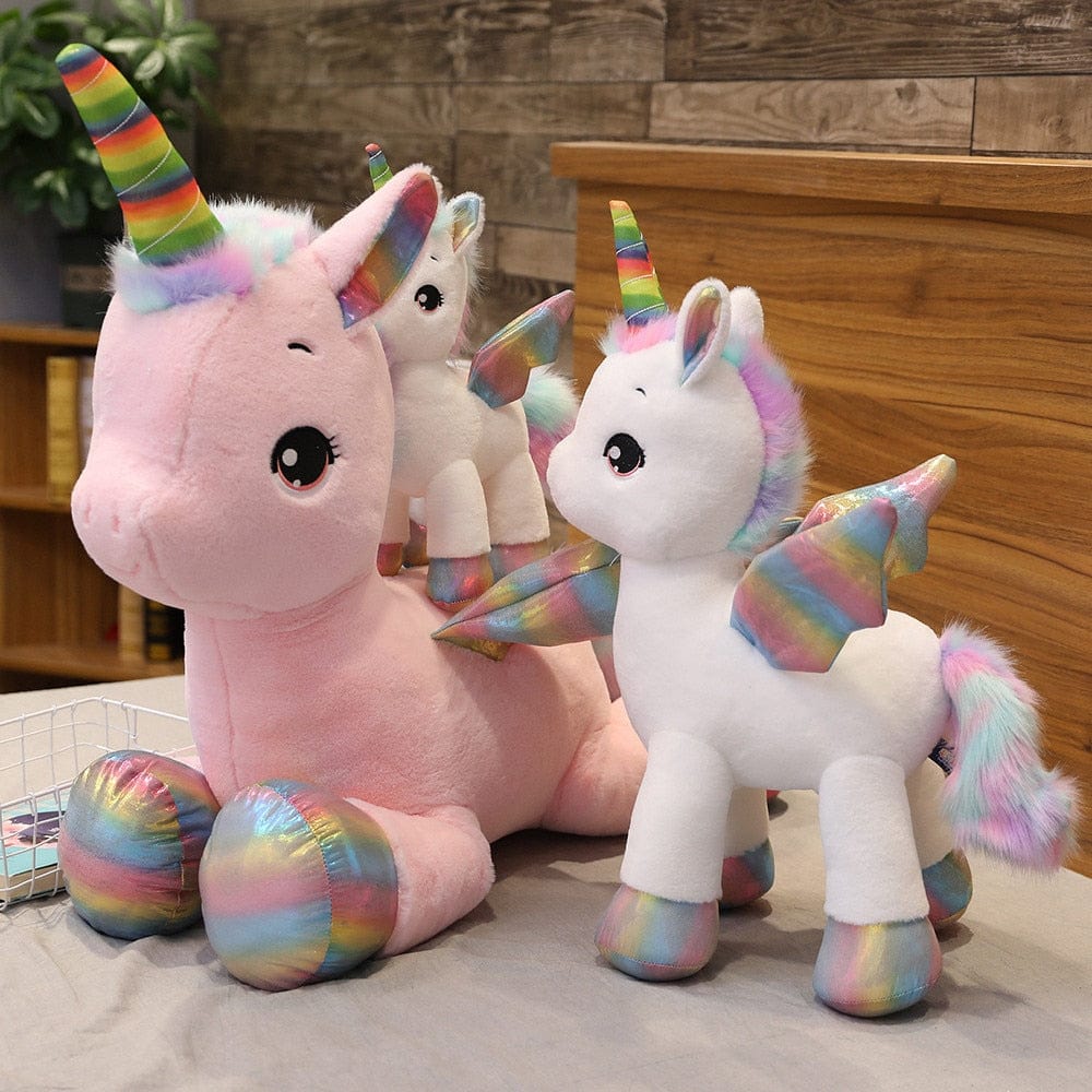 Zacht pluche eenhoorn knuffelkussen voor kinderen, perfect om mee te spelen en te knuffelen in de slaapkamer.