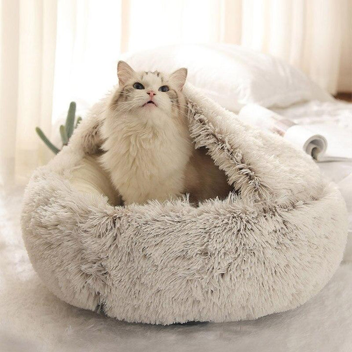 Zachte pluche Cozy katten & hondenmand, ultiem comfort en warmte voor uw huisdier.