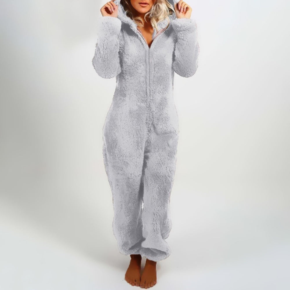 Warme pluche dames onesie Harper voor ultiem comfort, perfect als loungewear en winterkleding.
