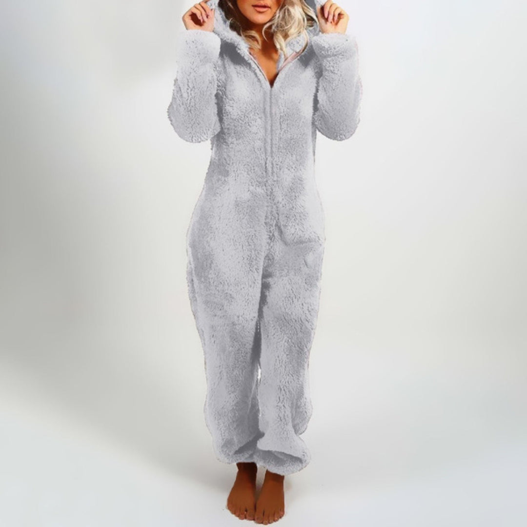 Warme pluche dames onesie Harper voor ultiem comfort, perfect als loungewear en winterkleding.