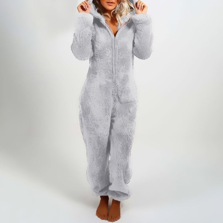 Warme pluche dames onesie Harper voor ultiem comfort, perfect als loungewear en winterkleding.