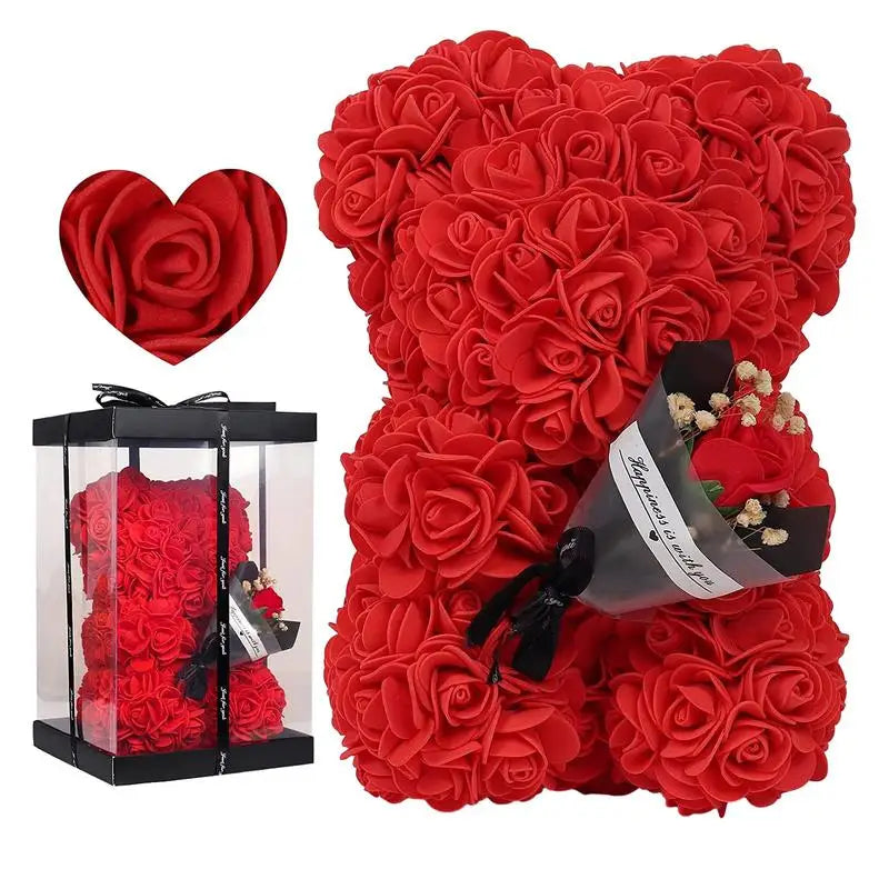 Liefdevolle pluche teddybeer knuffel met zachte stof en bloem, een perfect geschenk vol warmte.