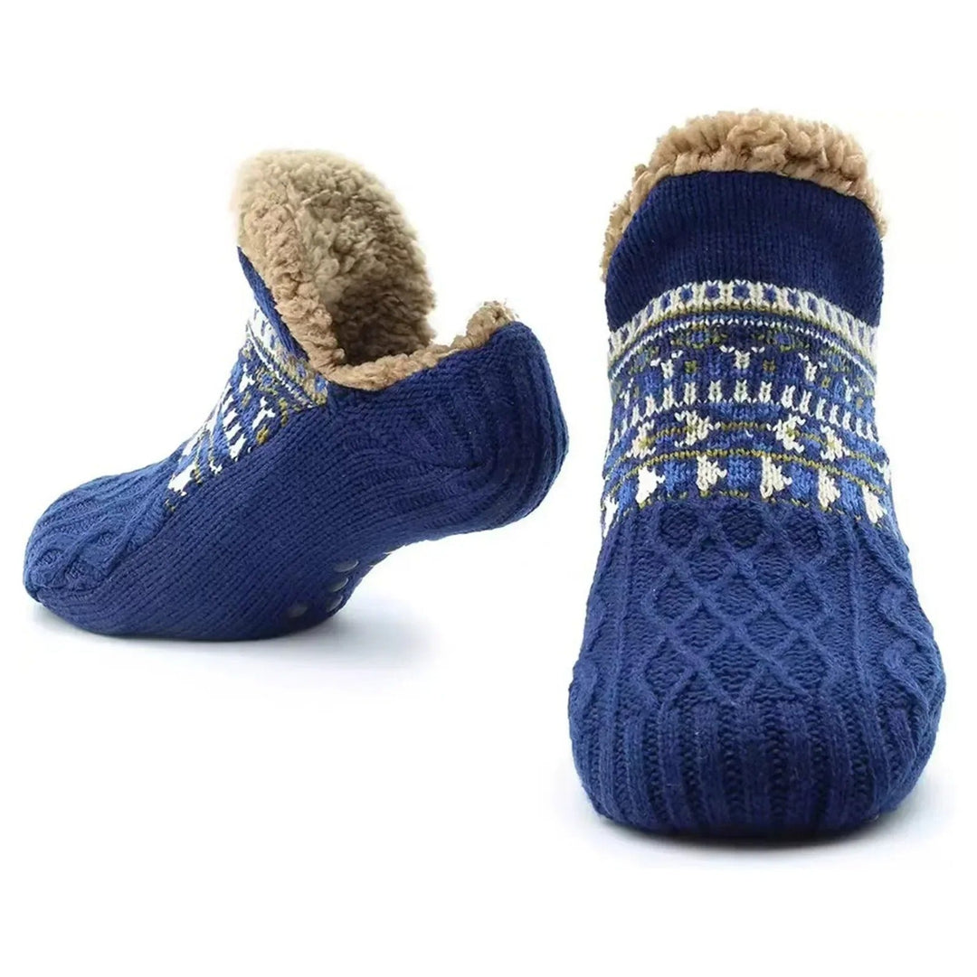 Zachte, warme unisex huissokken met antislipzool. Ideaal voor comfortabele winteravonden en cosy momenten binnenshuis.