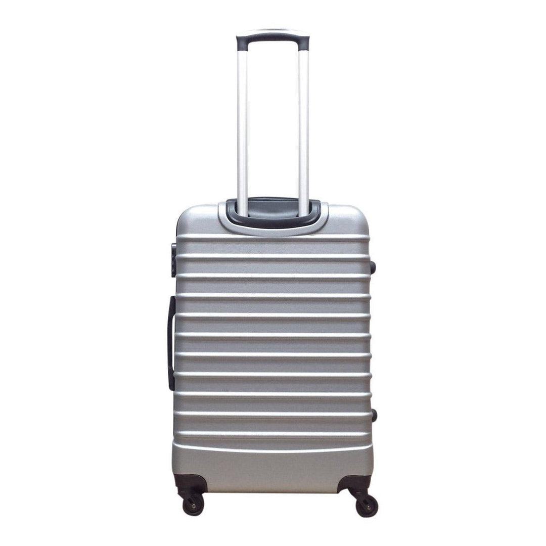 Set van twee duurzame zilveren hardshell bagagekoffers, perfect voor weekendweg of langere reizen.
