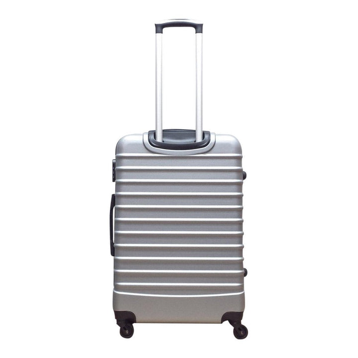 Set van twee duurzame zilveren hardshell bagagekoffers, perfect voor weekendweg of langere reizen.