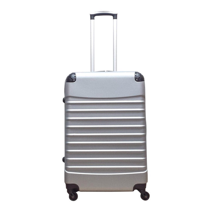 Moderne unisex zilveren hardshell reiskoffers, ideaal voor elke citytrip, vakantie of weekendweg.