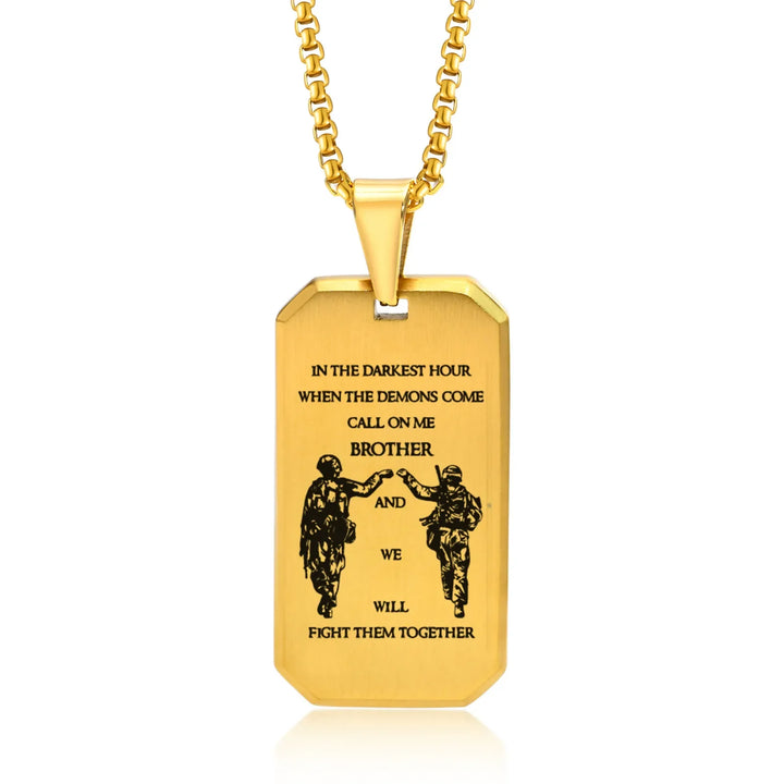 Robuuste heren dog tag ketting, ideaal als broederschap cadeau en stoer accessoire voor elke man.