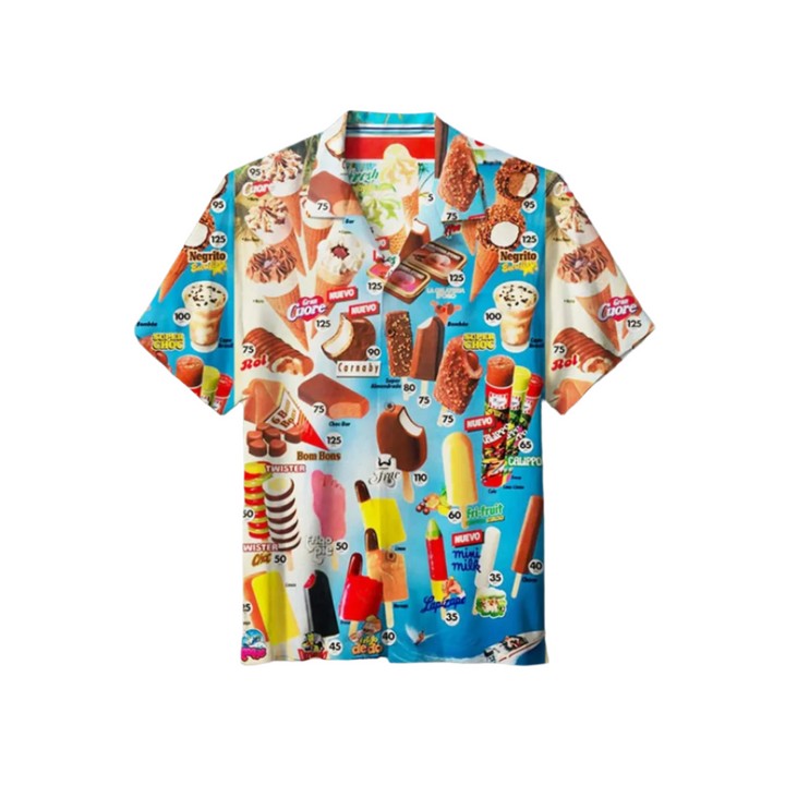 Zomers herenoverhemd Luca met kleurrijke ijsjesprint. Comfortabel casual overhemd met korte mouwen, ideaal voor strand/vakantie.