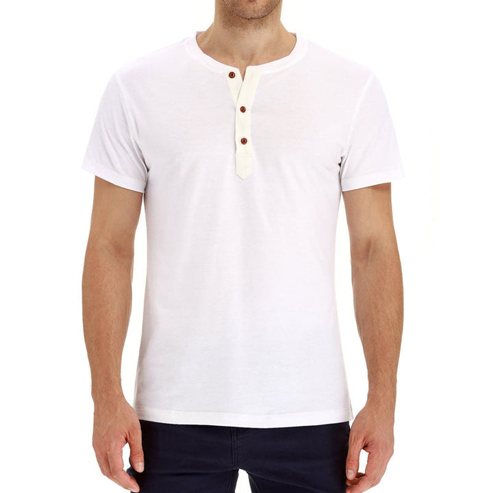Stijlvol heren zomer t-shirt Finn, met knoopdetail en ademend katoen voor ultiem comfort.