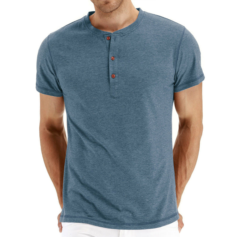 Veelzijdig katoenen heren t-shirt, casual met korte mouwen en knoopsluiting.