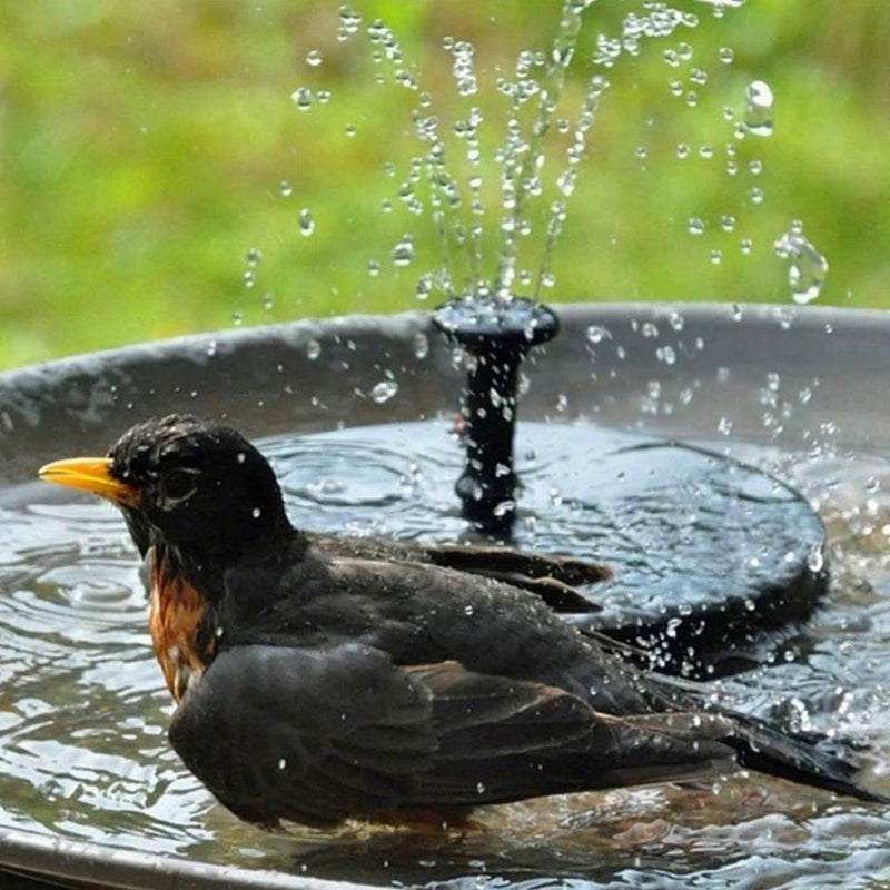 Automatische vijverfontein op zonne-energie, perfect voor vogelbad. Ecovriendelijk.