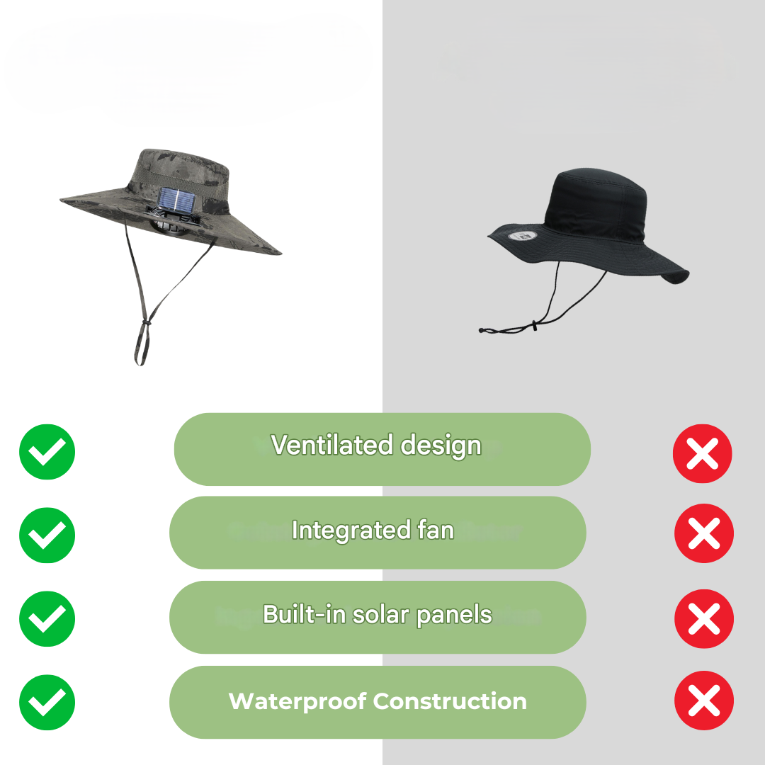 Blijf koel tijdens het wandelen met deze unisex ventilator zonnehoed.