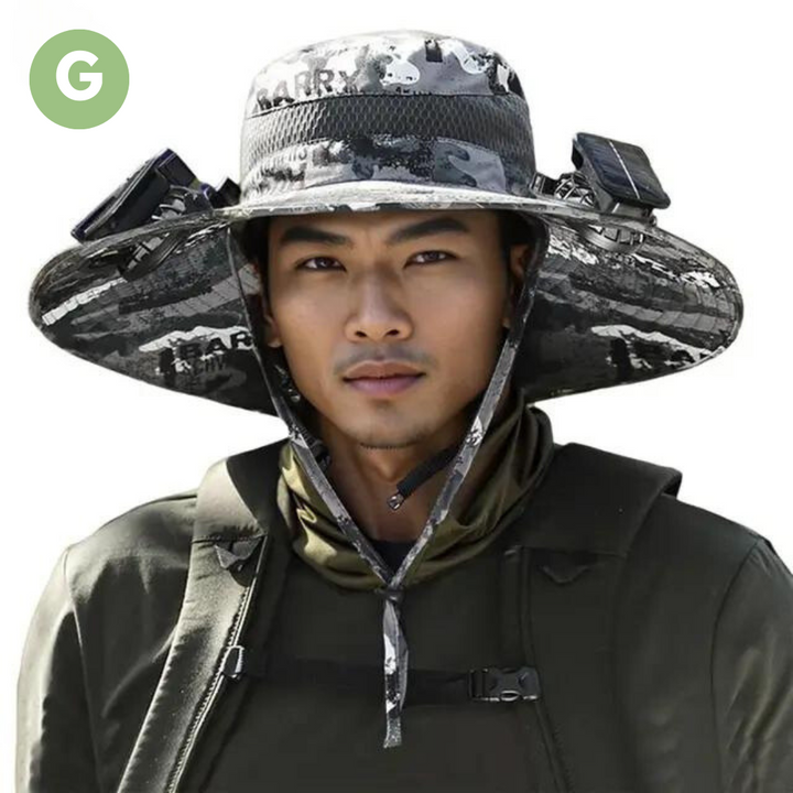 Sunbreeze ventilatorhoed, een comfortabele en verkoelende zonnehoed voor buiten.