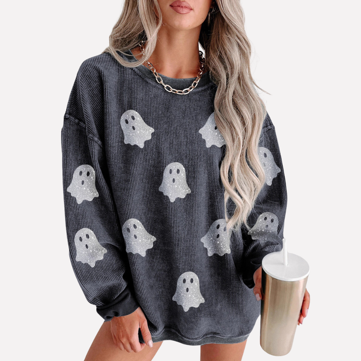 Donkerblauw dames oversized crewneck sweatshirt, ultiem comfort en relaxte pasvorm voor herfst/winter.