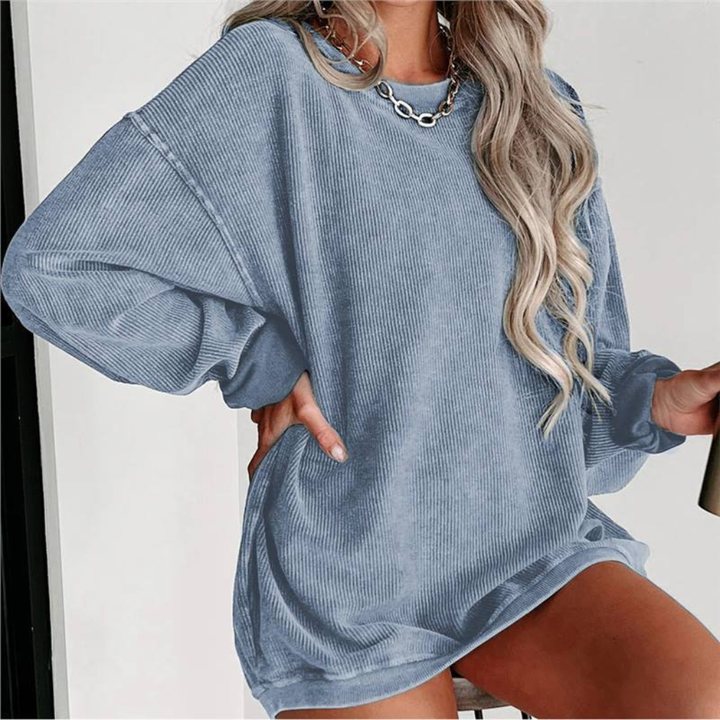 Effen bordeauxrood dames oversized crewneck sweatshirt, comfortabel en warm voor wintermode.