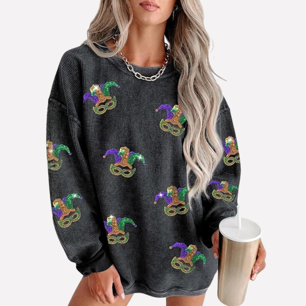 Stijlvol dames oversized crewneck sweatshirt, effen kleur, veelzijdig voor casual en relaxte outfits.
