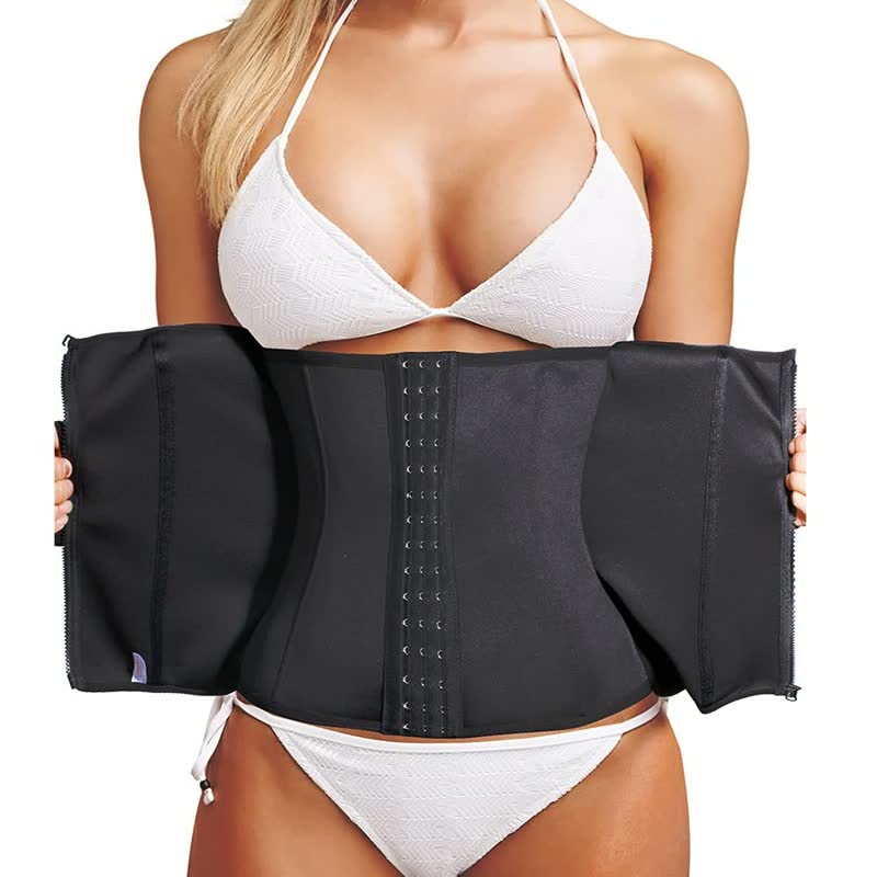 Zwart dames tailletrainer corset voor zandloperfiguur. Strakke figuurvormer voor onder kleding.