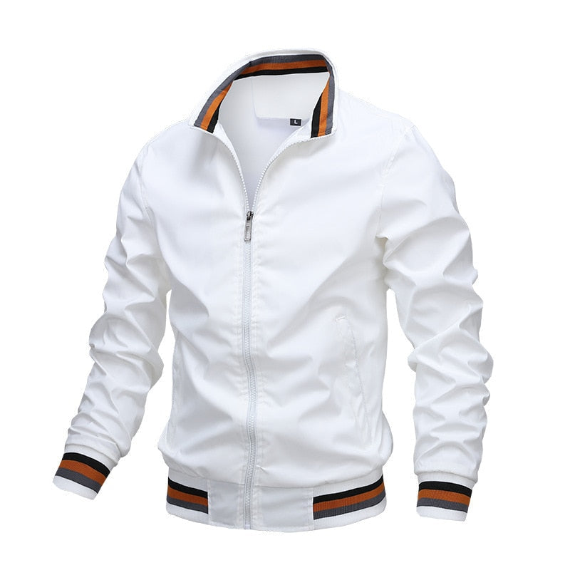 Zwart heren bomberjack met opstaande kraag en ritssluiting; stijlvol & modern voor elke casual outfit.