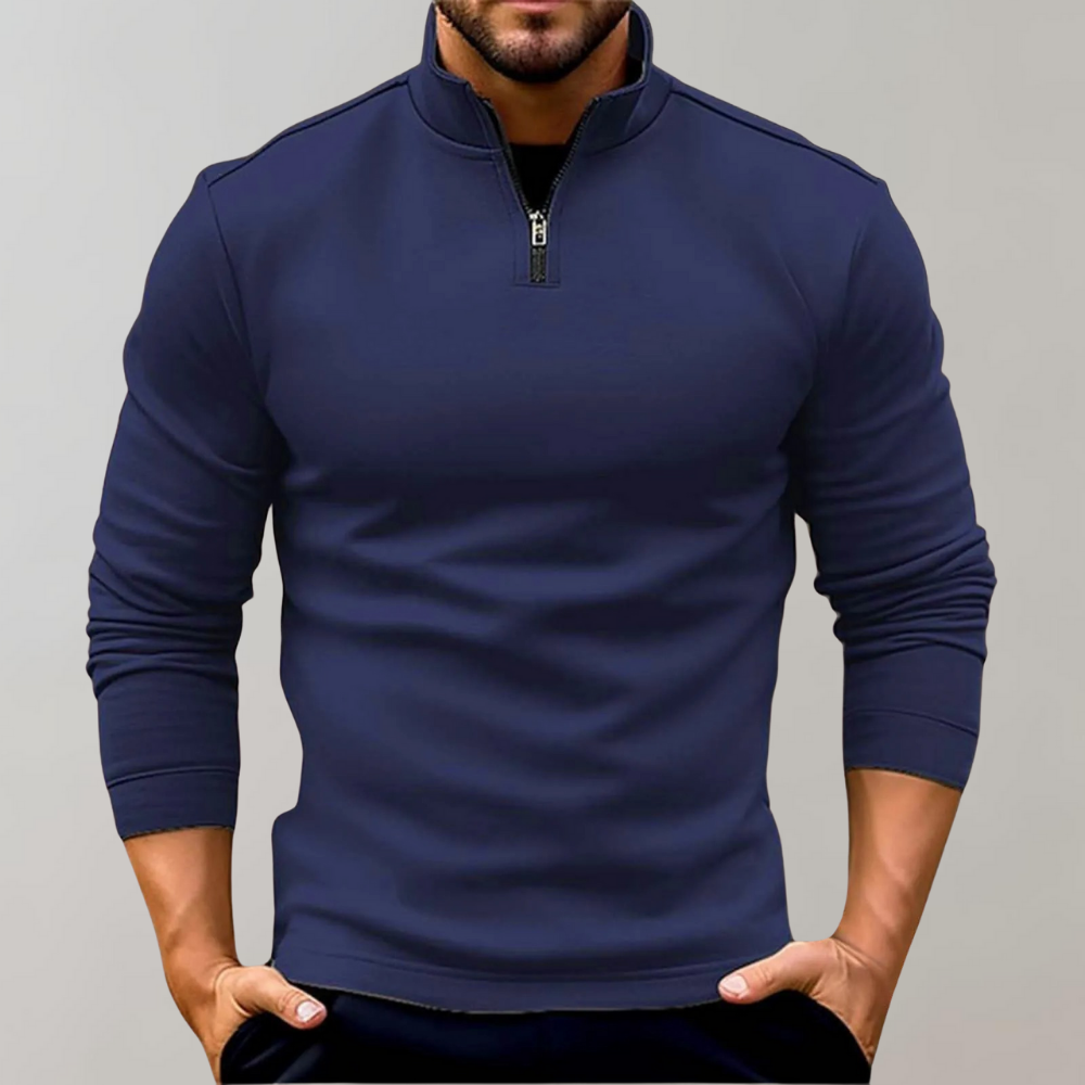 Oranje heren poloshirt, sportief en stijlvol met ritskraag, perfecte bovenkleding voor lente en herfst.