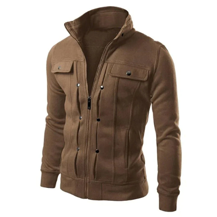 Sportief wit heren bovenkleding jack met staande kraag en ritssluiting, perfect voor een casual look.