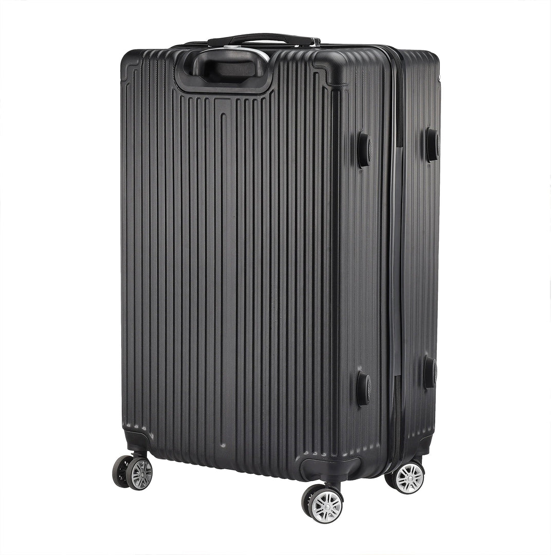 Complete 3-delige zwarte hardshell reiskofferset Zurich Explorer, perfect voor elke vakantie en reis. Met trolleywielen.