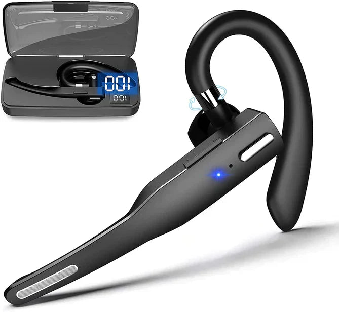 Comfortabele noise cancelling mannen headset voor zakelijk bellen, met dubbele microfoon en Bluetooth 5.1 connectiviteit.