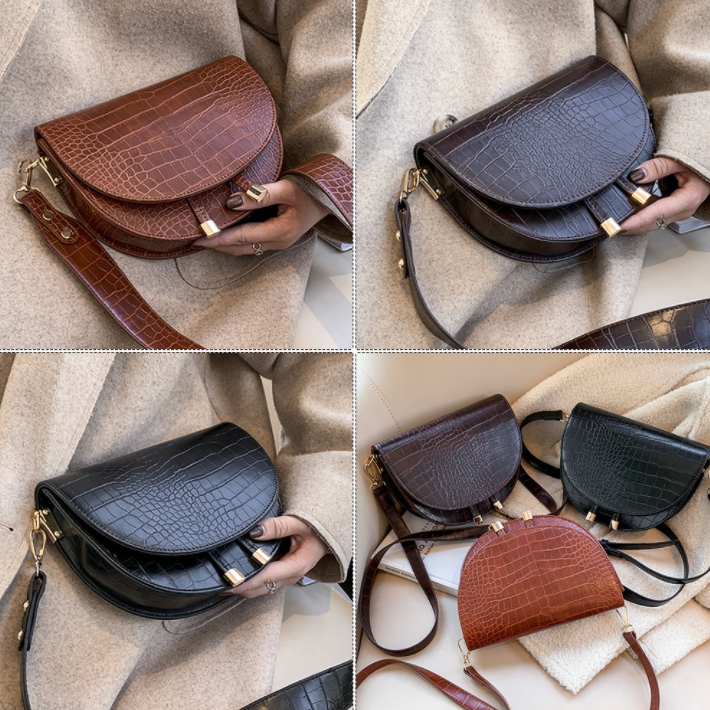 Veelzijdige zwarte crossbody tas voor dames. Stijlvolle schoudertas met krokodillenprint, ideaal voor dagelijks gebruik.