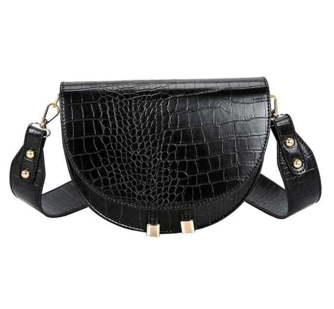 Stijlvolle en praktische dames crossbody tas met krokodillenprint in zwart. Elegant en ruim voor al je essentials.
