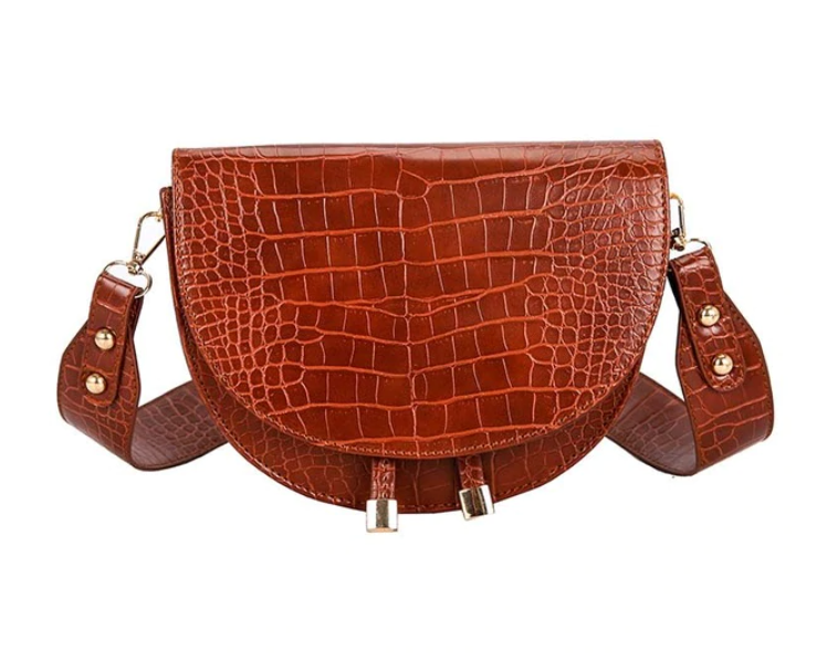 Chelsey crossbody tas: Bruine variant met opvallende krokodillenprint. Perfecte mode accessoire van kunstleer.