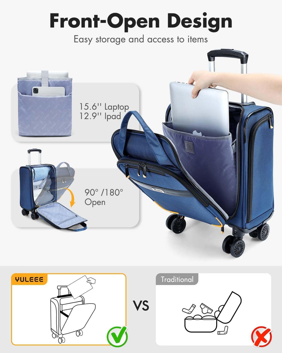 Efficiënte onderstoel handbagage trolley, geoptimaliseerd voor snel en stressvrij reizen met compacte bagage.