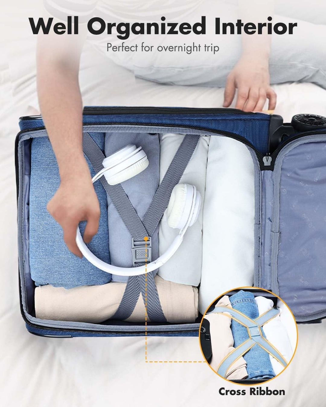 Compacte, luchtvaartmaatschappij-goedgekeurde handbagage trolley, past perfect onder elke vliegtuigstoel.