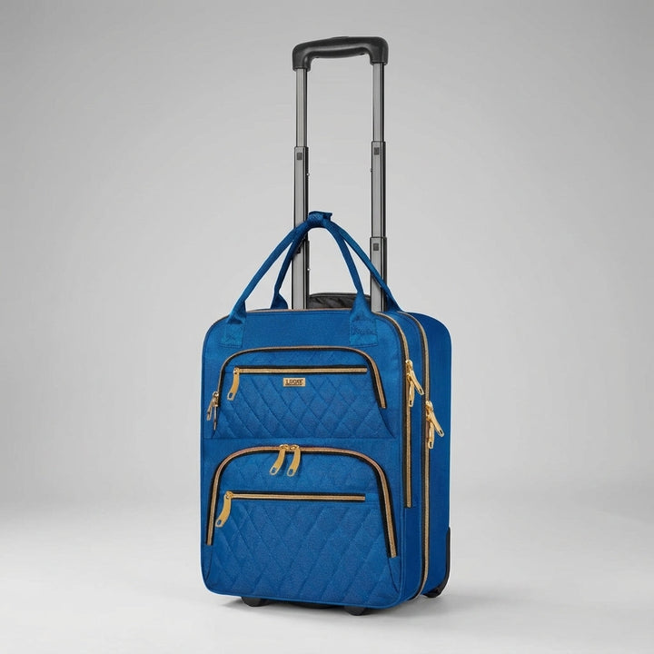 Stijlvolle onderstoel reistrolley SwiftSeat, compacte koffer met laptopvak, ideaal als handbagage.