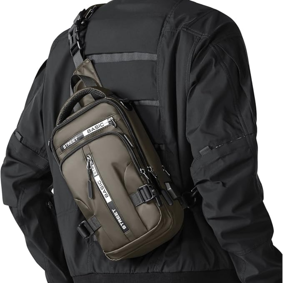 Duurzame nylon UrbanLite sling rugzak met organizer, perfect voor stad en natuur.