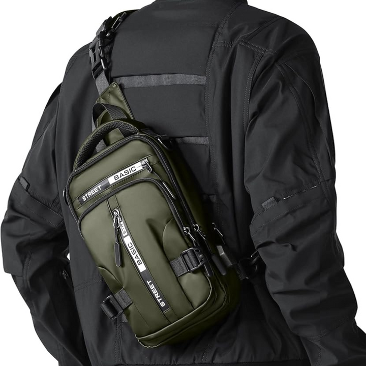 Handige compacte reistas sling rugzak, ideaal voor op reis of als wandeltas.