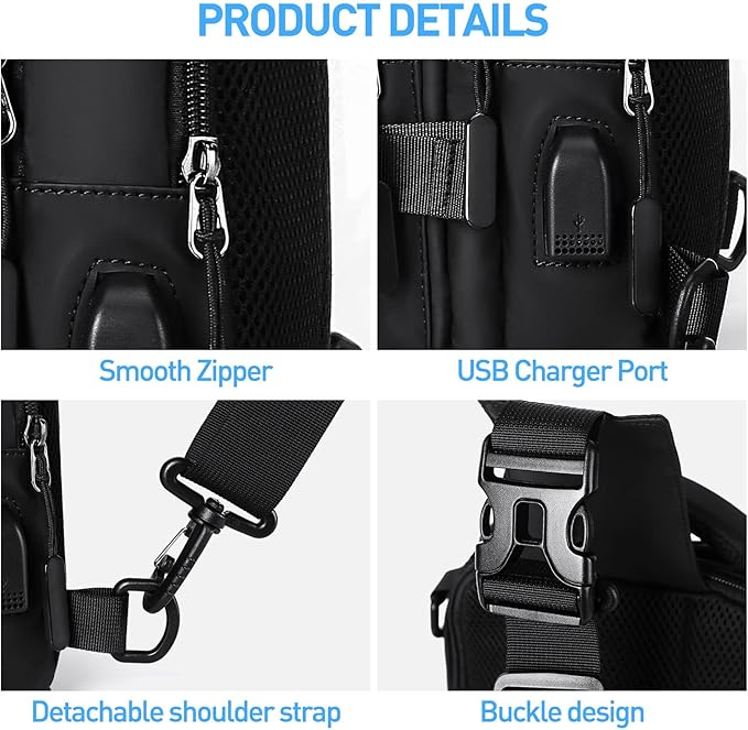 Compacte nylon slingtas met handige organizer en ritsvakken voor al je spullen.