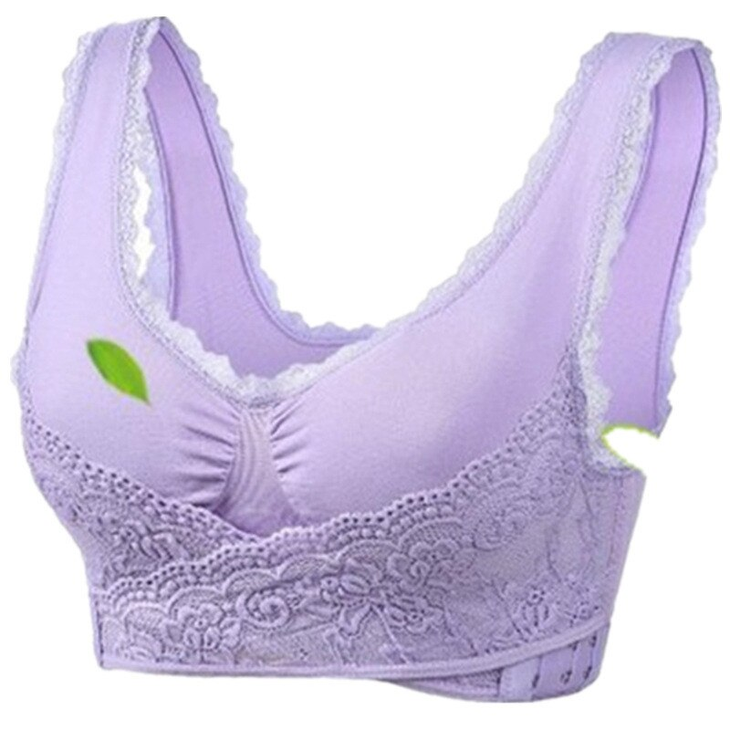 Paarse comfort BH met zijsluiting, draadloos, voor dames die elegantie en dagelijks comfort waarderen.