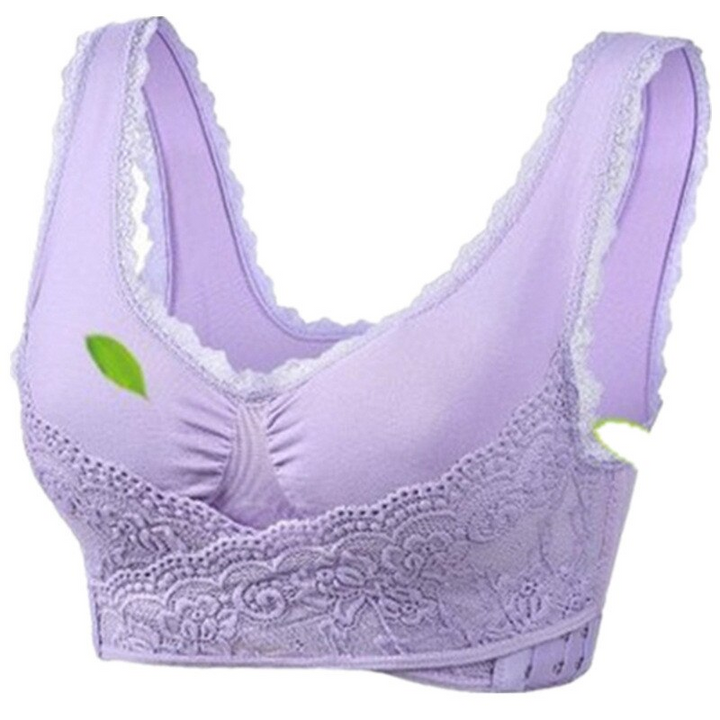 Paarse comfort BH met zijsluiting, draadloos, voor dames die elegantie en dagelijks comfort waarderen.