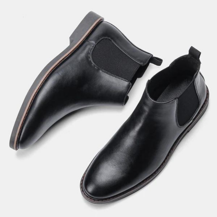 Stijlvolle David Chelsea heren boots; comfortabele zwarte laarzen, veelzijdig voor zowel werk als vrije tijd.