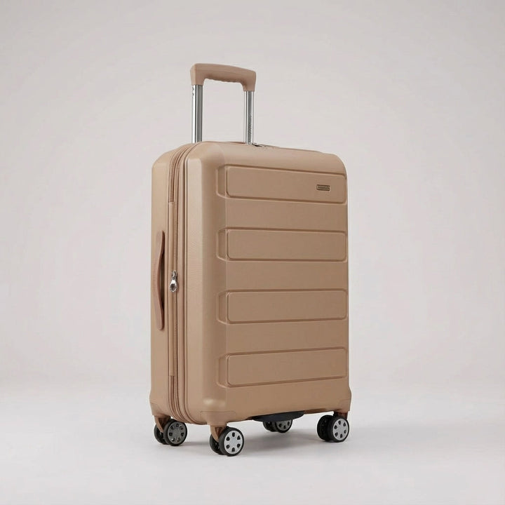 Compacte hardshell spinner bagage, met USB-oplaadpoort voor onderweg, efficiënt en stijlvol.
