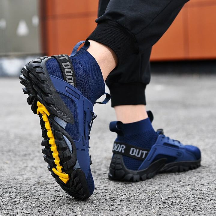 Robuuste heren barefootschoenen met duurzame antislipzool, perfect voor diverse terreinen en intensief gebruik.