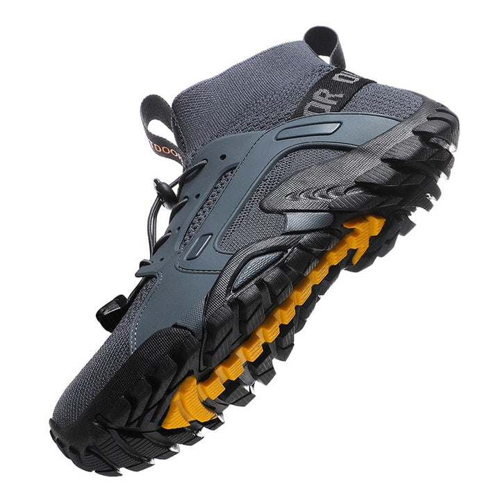 Ruime toebox van heren barefootschoenen, voor natuurlijke teenbeweging en ultiem blotevoeten-comfort tijdens sport.