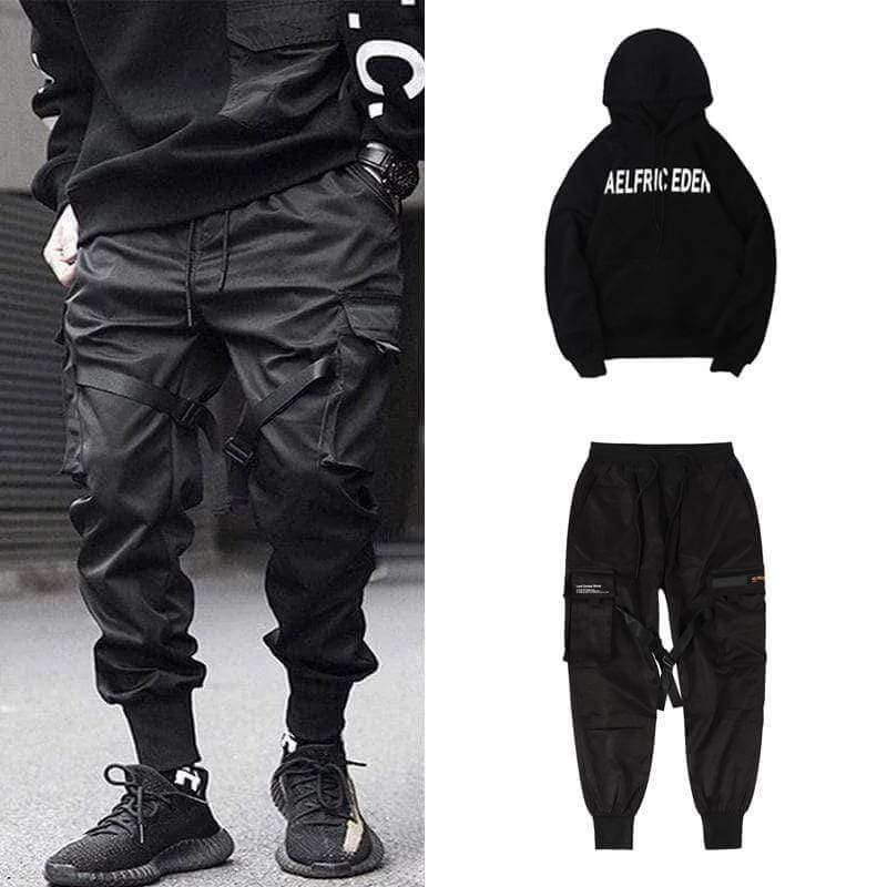 Heren cargobroek 'Dante' in hip-hop stijl, zwart, met extra zakken voor alledaags gemak.