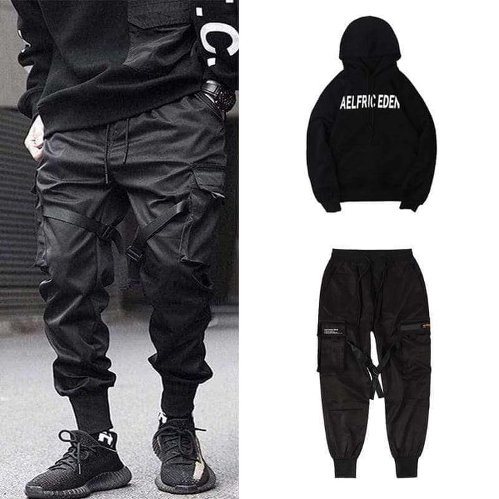 Heren cargobroek 'Dante' in hip-hop stijl, zwart, met extra zakken voor alledaags gemak.
