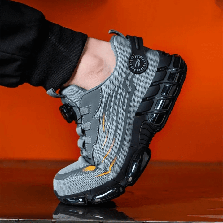 Robuuste zwarte heren orthopedische werkschoenen, bieden optimale voetondersteuning en duurzaamheid op het werk.